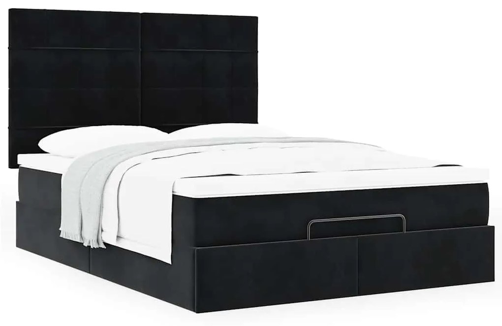 Οθωμανικό κρεβάτι με στρώματα Μαύρο 140x190cm Βελούδο 3313471