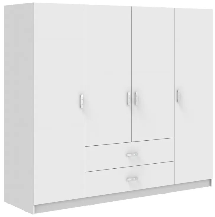 Ντουλάπα τετράφυλλη Royal με συρτάρια λευκό 200x58x177εκ