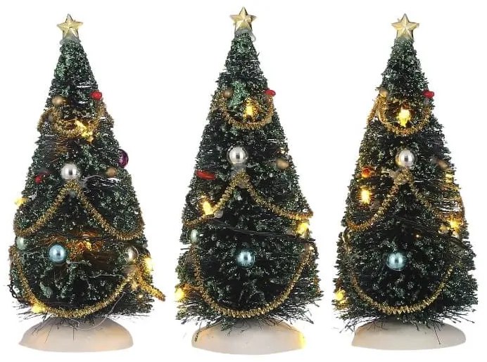 Χριστουγεννιάτικα Διακοσμητικά Δέντρα με φωτισμό LED και ύψος 15cm - 3 τεμάχια