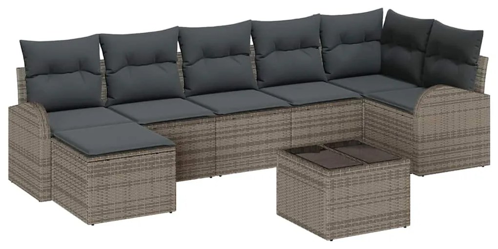 vidaXL Σετ Καναπέ Κήπου με μαξιλάρι 8 pcs Γκρι Πολυ ράταν