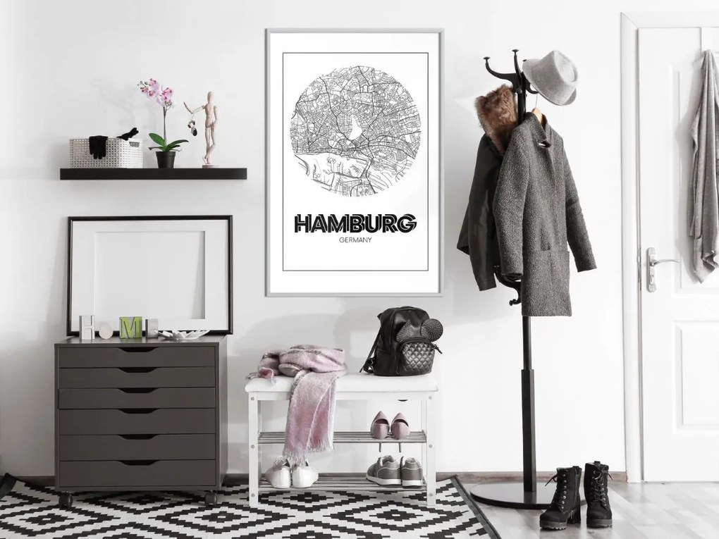 Αφίσα - City Map: Hamburg (Round) - 20x30 - Χρυσό - Χωρίς πασπαρτού