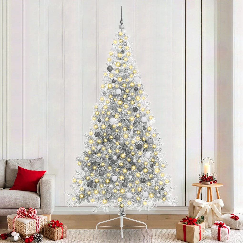 vidaXL Χριστουγεννιάτικο Δέντρο Ασημί 240 cm