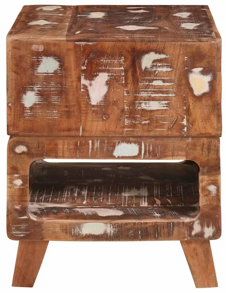 vidaXL End Table με ράφι Καφέ 40 x 40 x 49 εκ Στερεό Ανακτηθέν Ξύλο