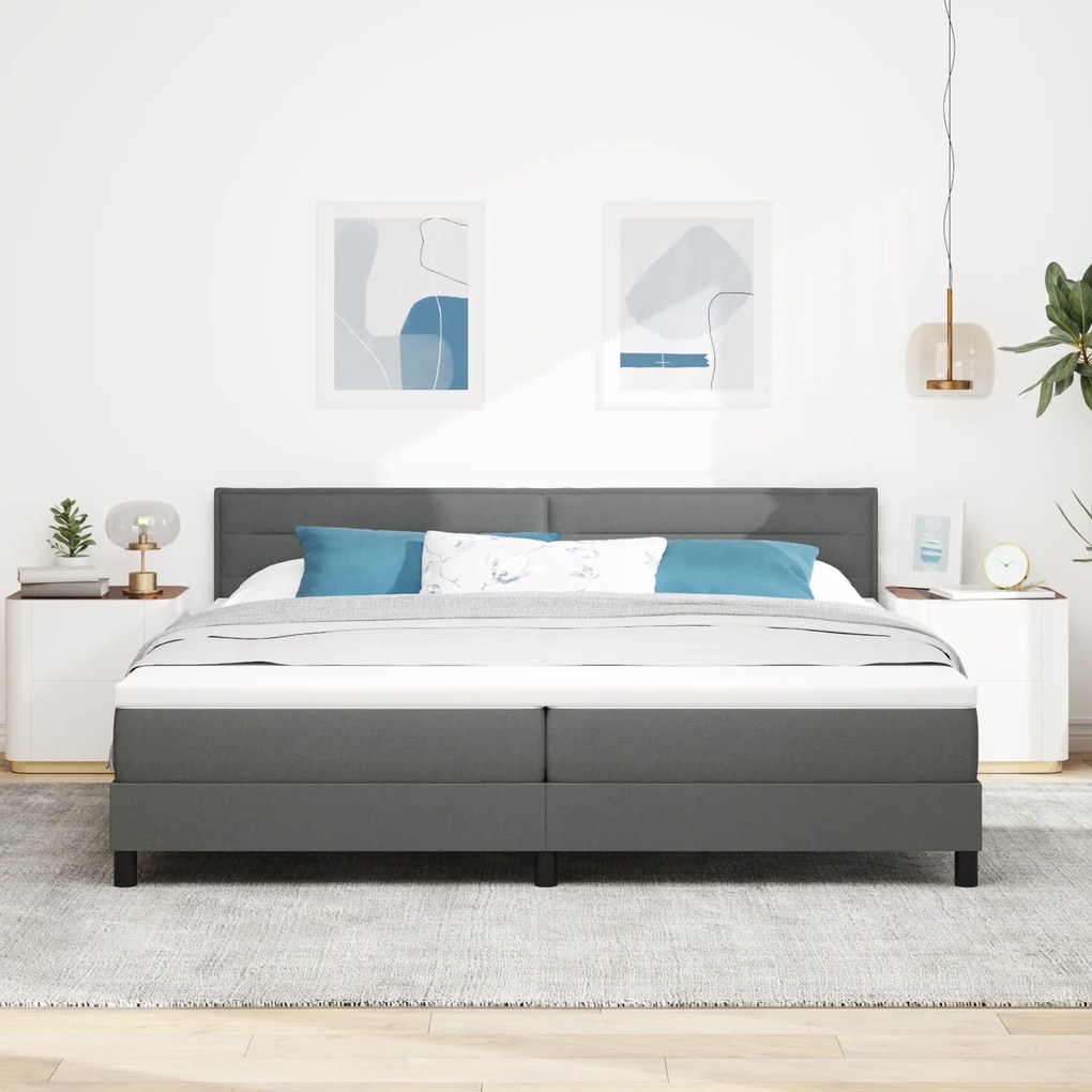 vidaXL Κρεβάτι με Βαλίτσα σε Σκούρο Γκρι 200x200 εκ. Ύφασμα