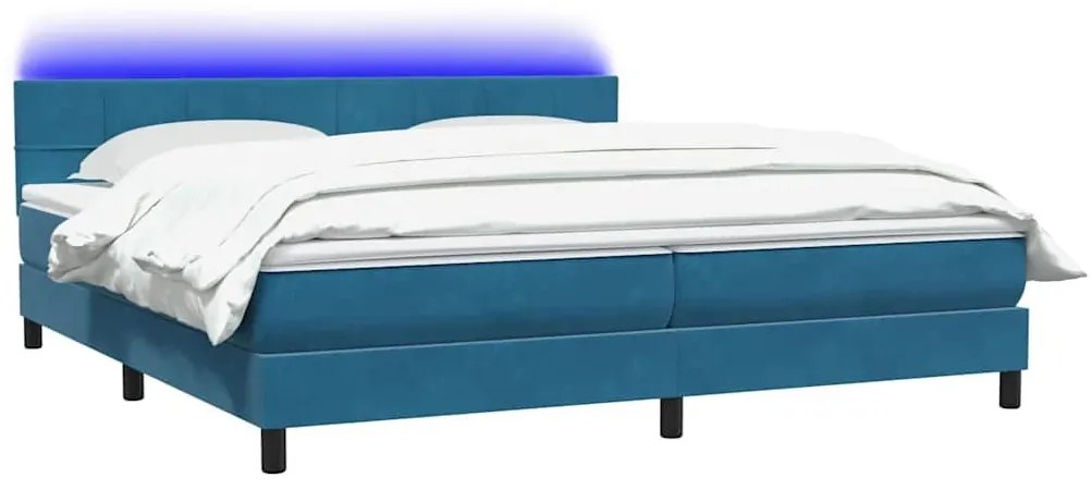 Κρεβάτι Boxspring με Στρώμα Σκούρο Μπλε 180x210 εκ. Βελούδινο - Μπλε