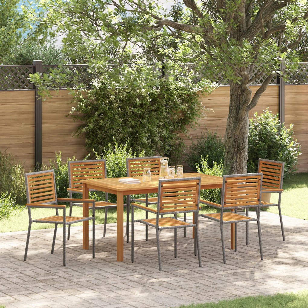 vidaXL Σετ Τραπεζαρίας Κήπου 7 pcs Γκρι 150 x 90 x 74 cm