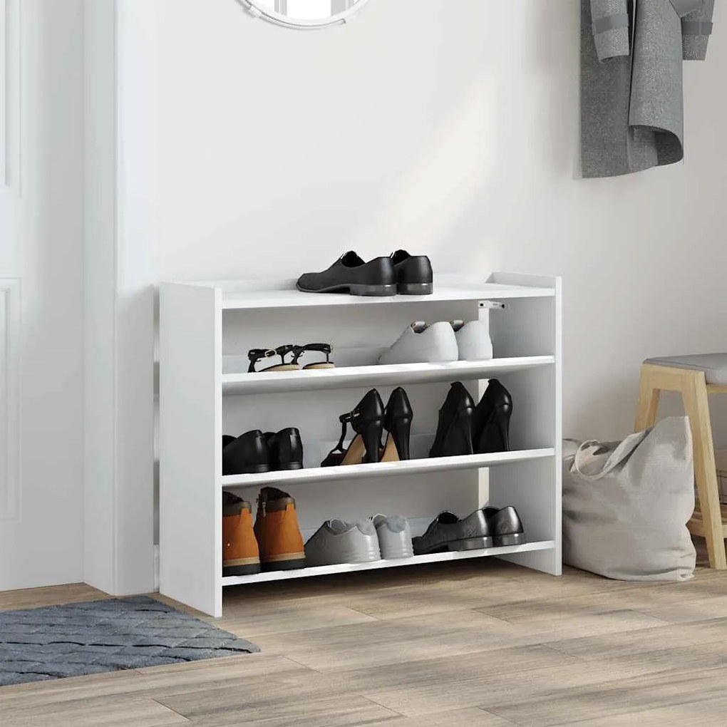 Ράφι παπουτσιών Λευκό 80x25x62 cm Κατασκευασμένο ξύλο - Λευκό