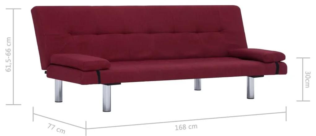 Καναπές - Κρεβάτι με Δύο Μαξιλάρια Μπορντό από Πολυεστέρα - Κόκκινο