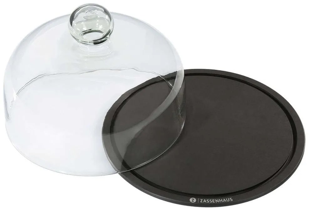Τυριέρα Με Καπάκι 73.053685 Φ23x15,5cm Clear-Black Zassenhaus Ξύλο,Γυαλί