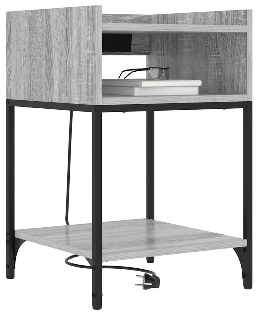 vidaXL Κομοδίνο 2 pcs Γκρίζο Σονομα 40 x 40 x 61 εκ Επεξεργασμένο ξύλο