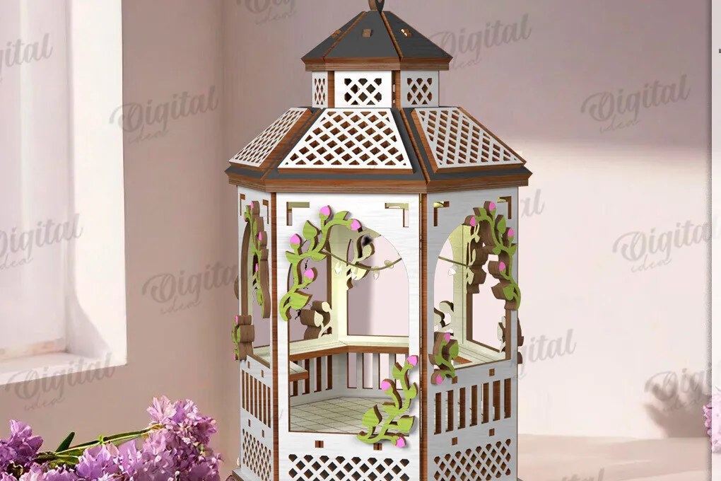 Σετ των 2 Intra απο ξύλο plywood 3mm-4mm πάχος 3D Gazebo Lantern Δίασταση 30x20 cm INTRAFABR-122128634