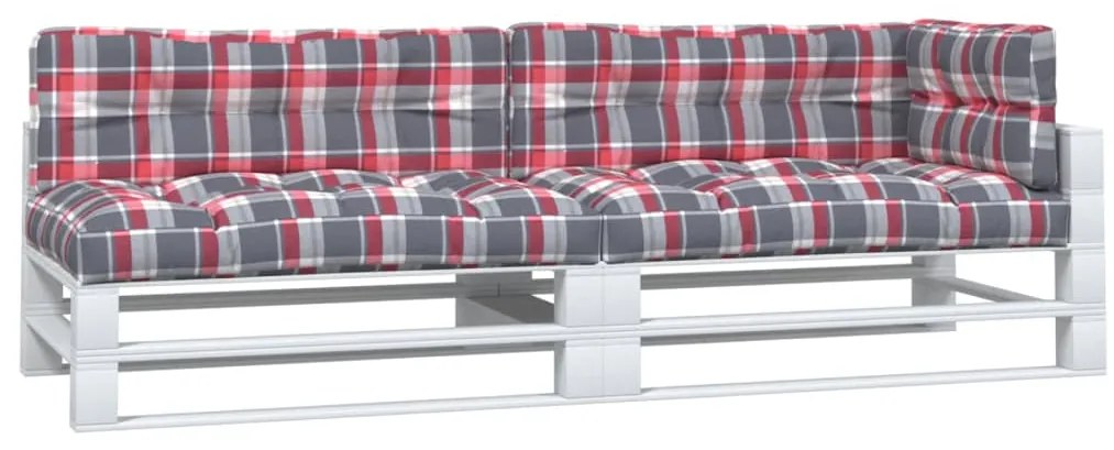 vidaXL Μαξιλάρια Παλέτας 5 τεμ. Γκρι Καρό Υφασμάτινα