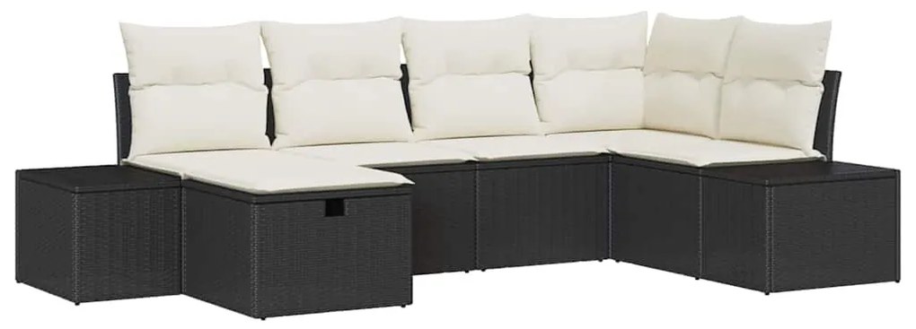 vidaXL Σετ Καναπέ Κήπου με μαξιλάρι 6 pcs Μαύρο Πολυ ράταν