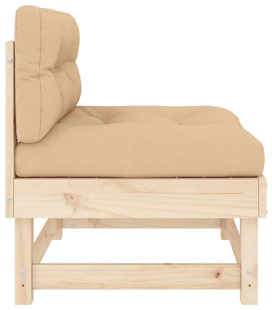 vidaXL Καναπέδες Μεσαίοι με Μαξιλάρια 2 τεμ. από Μασίφ Ξύλο Πεύκου