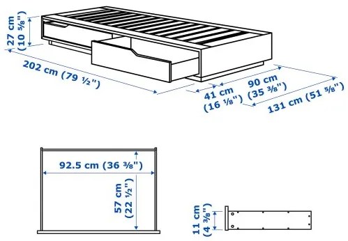 MANDAL κρεβάτι με αποθηκευτικό χώρο, 90x200 cm 602.446.08