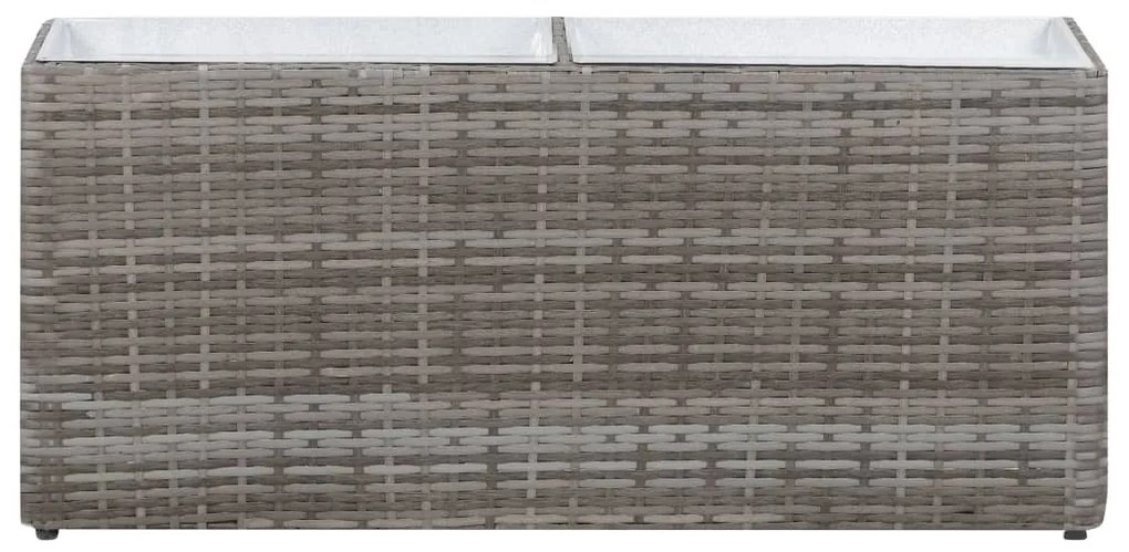vidaXL Ζαρντινιέρα Υπερυψωμένη 2 Δοχεία Γκρι 90x20x40 εκ. Συνθ.Ρατάν