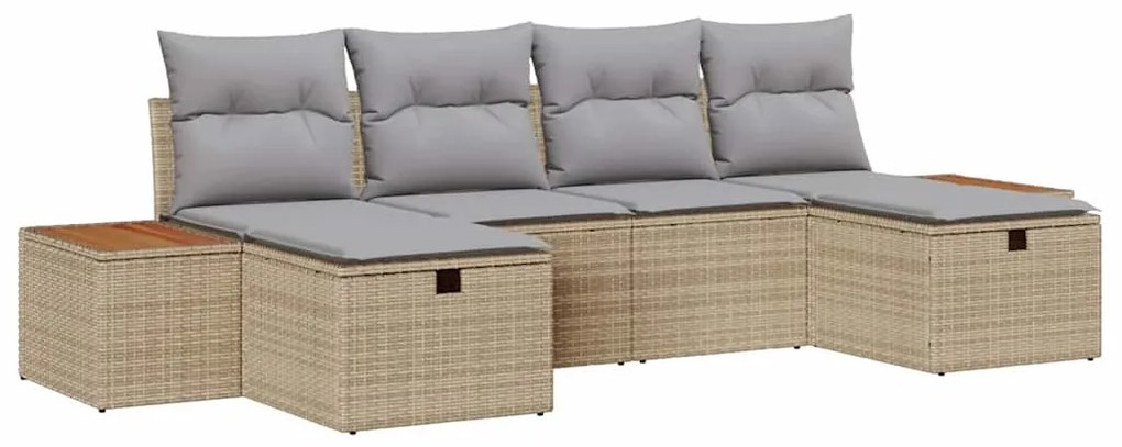 vidaXL Σετ Καναπέ Κήπου 6 pcs Μπεζ 55 x 62 x 69 εκ Πολυ ράταν