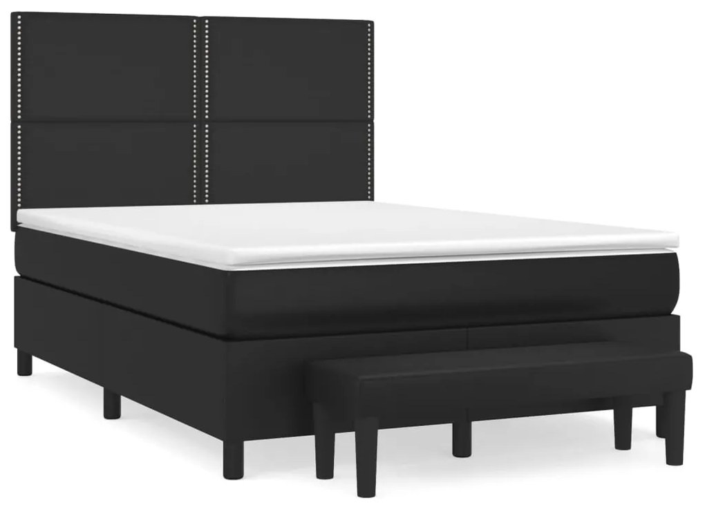 vidaXL Κρεβάτι Boxspring με Στρώμα Μαύρο 140x200εκ.από Συνθετικό Δέρμα