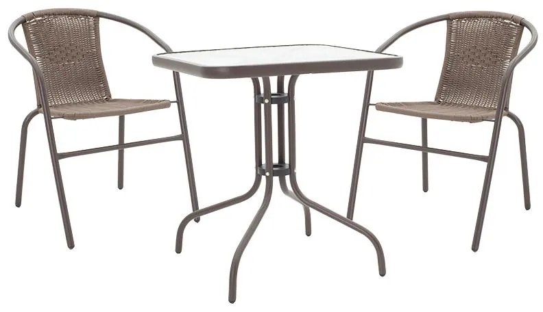 Τραπεζαρία Watson-Obbi σετ 3τεμ pe καφέ-μέταλλο 70x70x70εκ