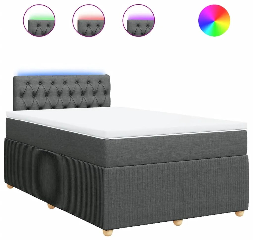 ΚΡΕΒΑΤΙ BOXSPRING ΜΕ ΣΤΡΩΜΑ ΣΚΟΥΡΟ ΓΚΡΙ 120X190 ΕΚ ΥΦΑΣΜΑΤΙΝΟ 3289703