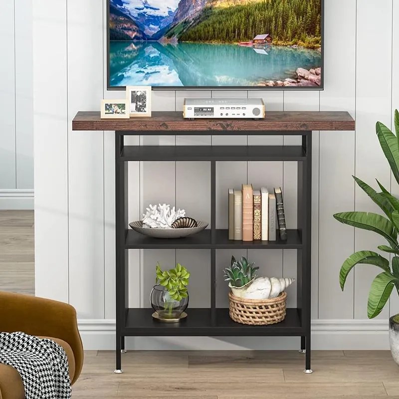 Τραπέζι μπαρ Stolik καρυδί - μαύρο 100x35x110 εκ. 100x35x110 εκ.