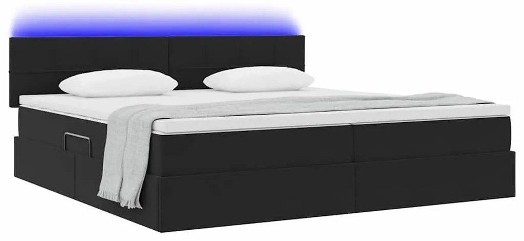 vidaXL Κρεβάτι με αποθηκευτικό χώρο και LED Μαύρο 200 x 200 cm Βελούδο