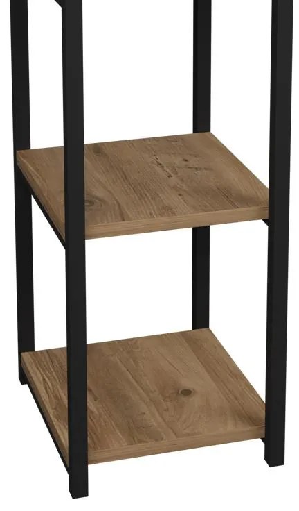 Επιδαπέδια ραφιέρα Harvey μαύρο μέταλλο και μελαμίνη σε φυσική απόχρωση 33x28x100εκ 33x28x100 εκ.