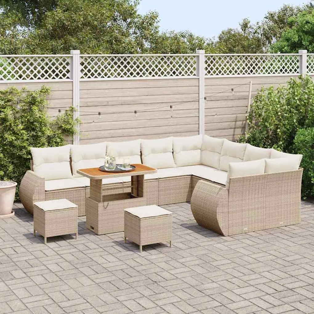 vidaXL Σετ Καναπέ Κήπου 12 pcs μπεζ και κρεμ 90 x 55 x 71 cm