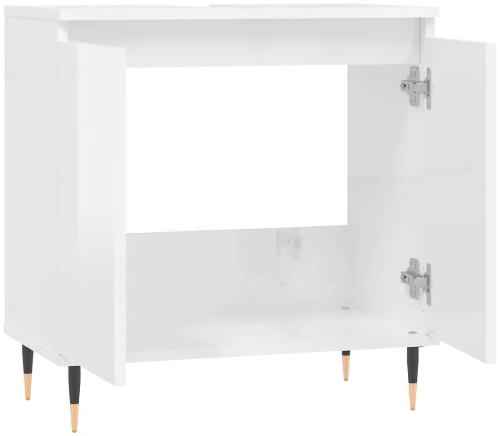 vidaXL Ντουλάπι Μπάνιου Γυαλ. Λευκό 58 x 33 x 60 εκ. από Επεξεργ. Ξύλο