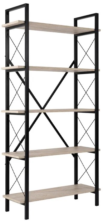 Βιβλιοθήκη Elysian Megapap χρώμα travertine - μαύρο 90x33,5x180εκ.