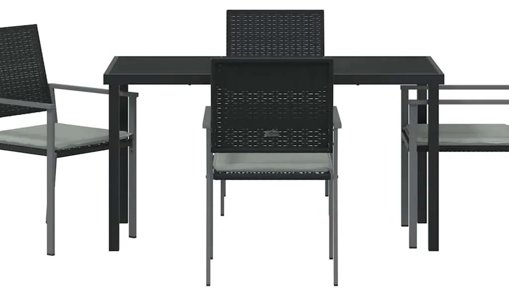 vidaXL Σέτ φαγητού για κήπο 5 pcs Μαύρο και Ανοιχτό Γκρι Ράτα PE