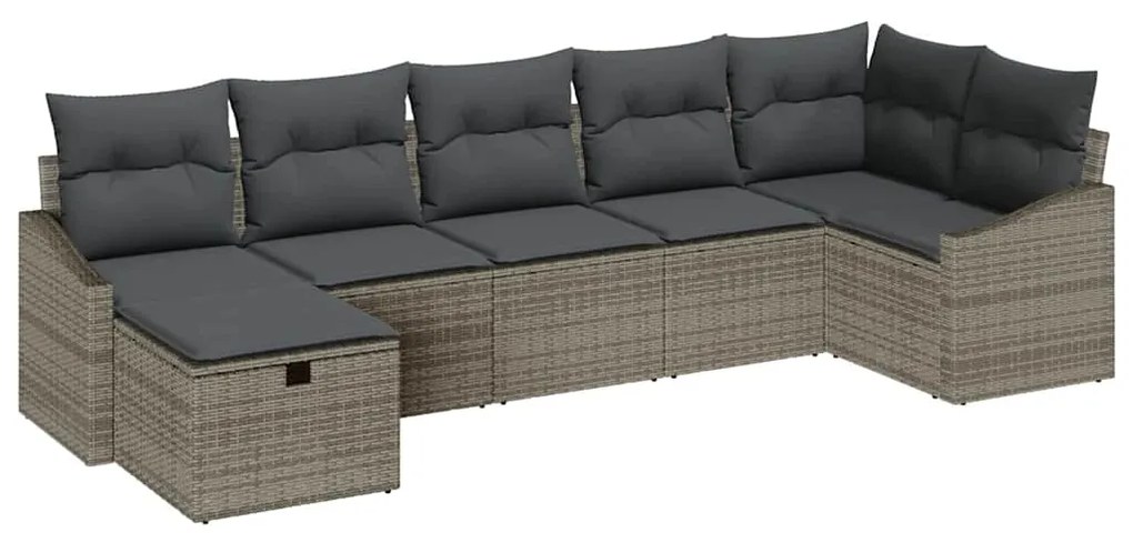 vidaXL Σετ Καναπέ Κήπου 7 pcs Γκρι 55 x 62 x 69 εκ Πολυ ράταν