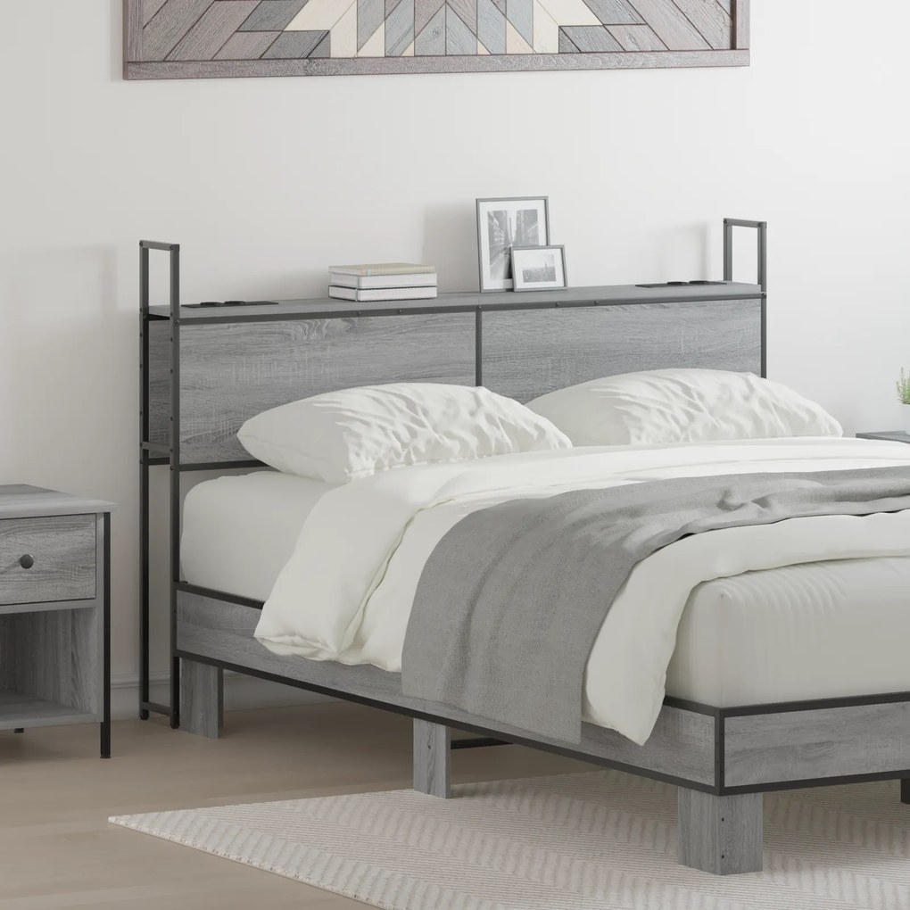vidaXL Κεφαλάρι Αποθήκης Γκρι sonoma 135 cm Επεξεργασμένο ξύλο