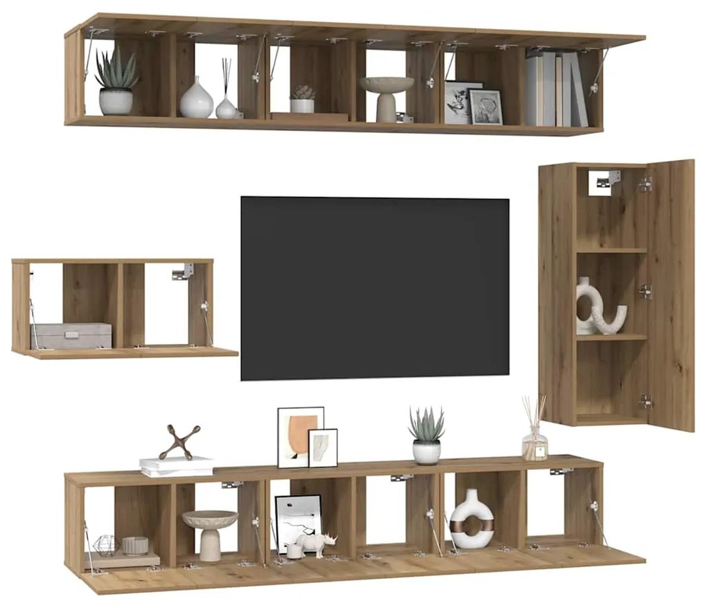 vidaXL Σετ επίπλου τηλεόρασης 8 pcs Artisan Oak Επεξεργασμένο ξύλο