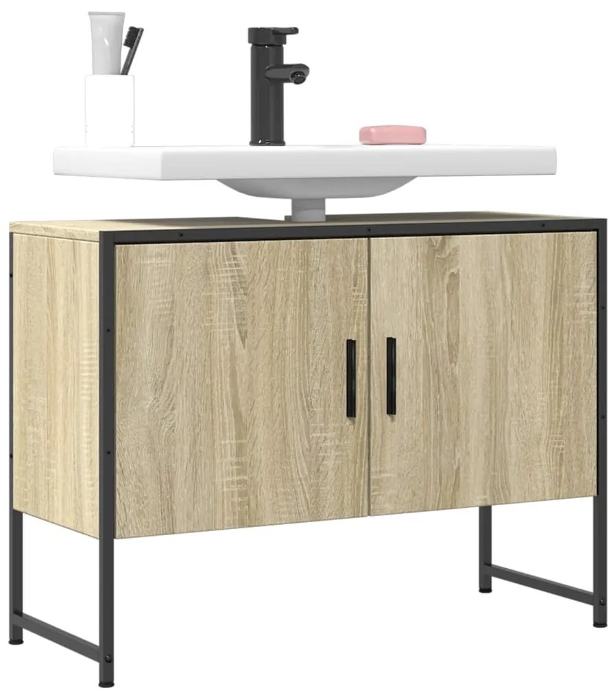 Ντουλάπι Μπάνιου Νιπτήρα Sonoma Δρυς 80 x 33 x 60εκ. Επεξ. Ξύλο