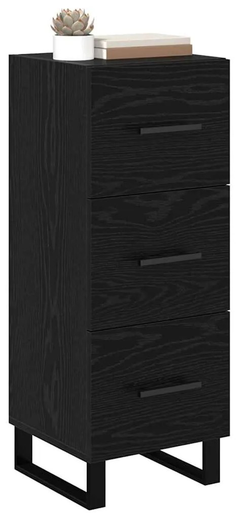 vidaXL Πλαϊνό γραφείο με συρτάρι Μαύρη Οξυά 34,5 x 34 x 90 εκ.