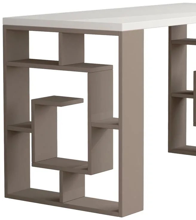 Γραφείο Labirent σε Λευκό - Μόκα 140x60x75 εκ. 140x60x75 εκ.