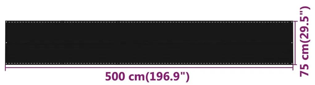vidaXL Διαχωριστικό Βεράντας Μαύρο 75x500 εκ. από HDPE