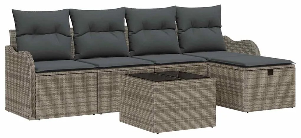 vidaXL Σετ Καναπέ Κήπου 6 pcs Γκρι 231 x 117 x 85 εκ Πολυ ράταν