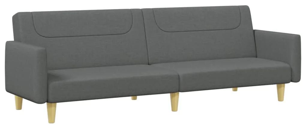 vidaXL Καναπές Κρεβάτι Διθέσιος με Υποπόδιο Σκούρο Γκρι Υφασμάτινος