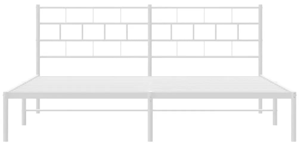 Πλαίσιο Κρεβατιού με Κεφαλάρι Λευκό 193 x 203 εκ. Μεταλλικό - Λευκό