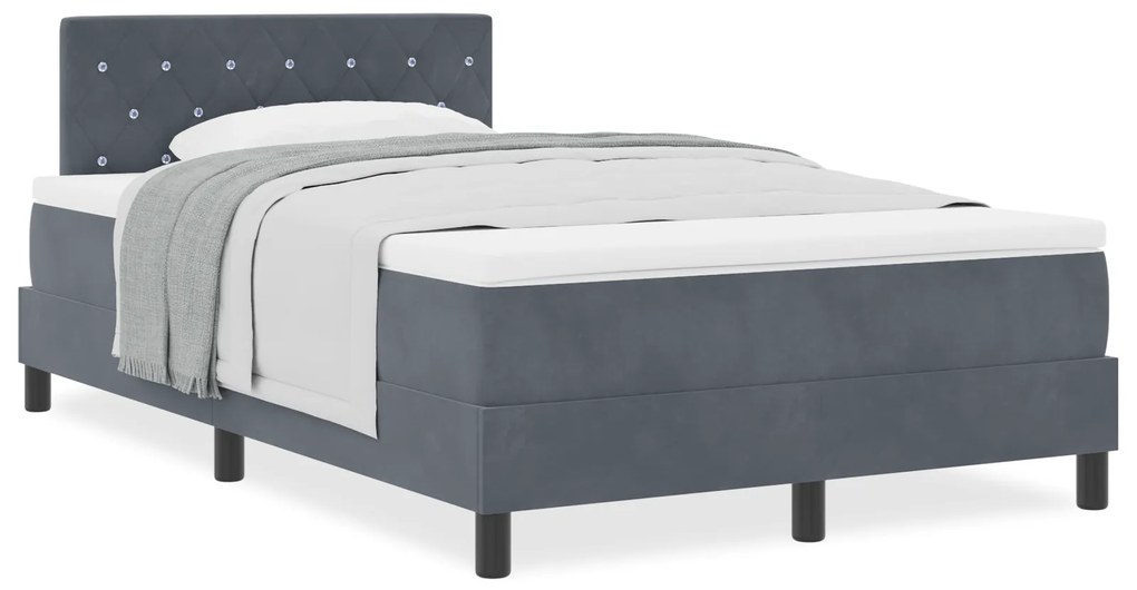 vidaXL Κρεβάτι Box Spring με Στρώμα Σκούρο Γκρι 120x200 εκ. Βελούδο