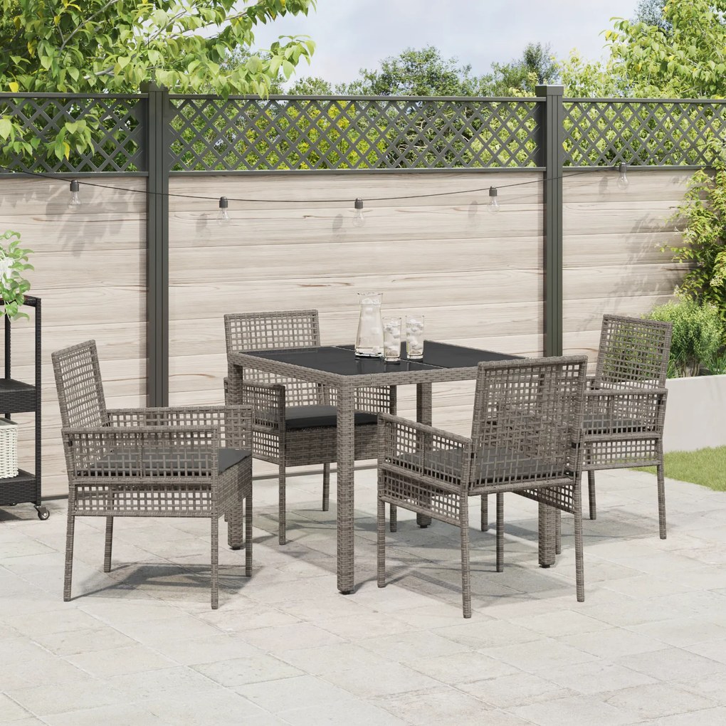 vidaXL Σέτ φαγητού για κήπο 5 pcs Γκρι 90 x 90 x 75 cm