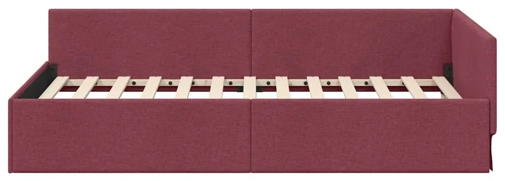 vidaXL Κρεβάτι Γωνίας Μπορντό 100 x 200 cm Ύφασμα και Έργο ξύλου