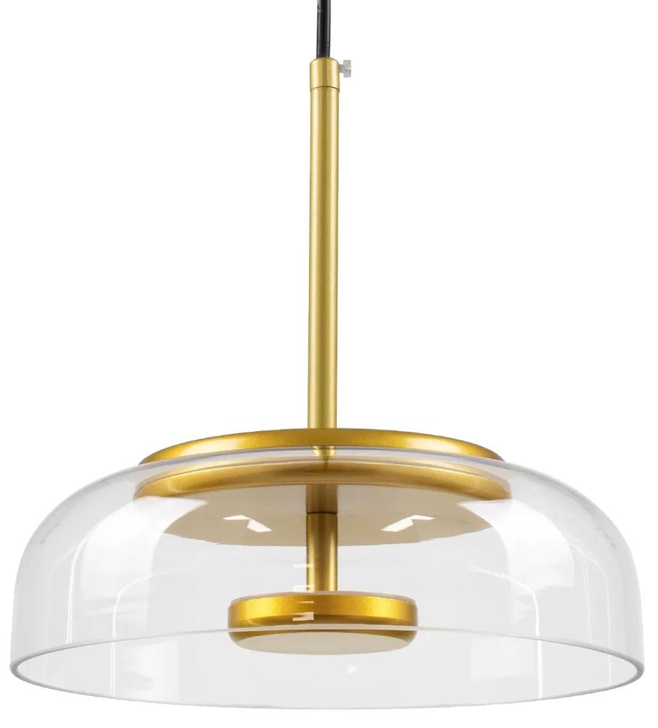 CHARLOTTE 00742 Μοντέρνο Κρεμαστό Φωτιστικό Οροφής Μονόφωτο Διάφανο Γυάλινο Χρυσό Μεταλλικό CREE LED 5W 500lm 180°