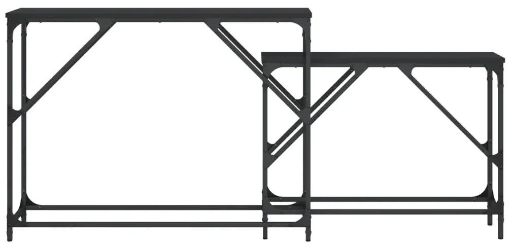 vidaXL Τραπέζια Κονσόλας Ζιγκόν 2 τεμ. Μαύρα από Επεξεργασμένο Ξύλο