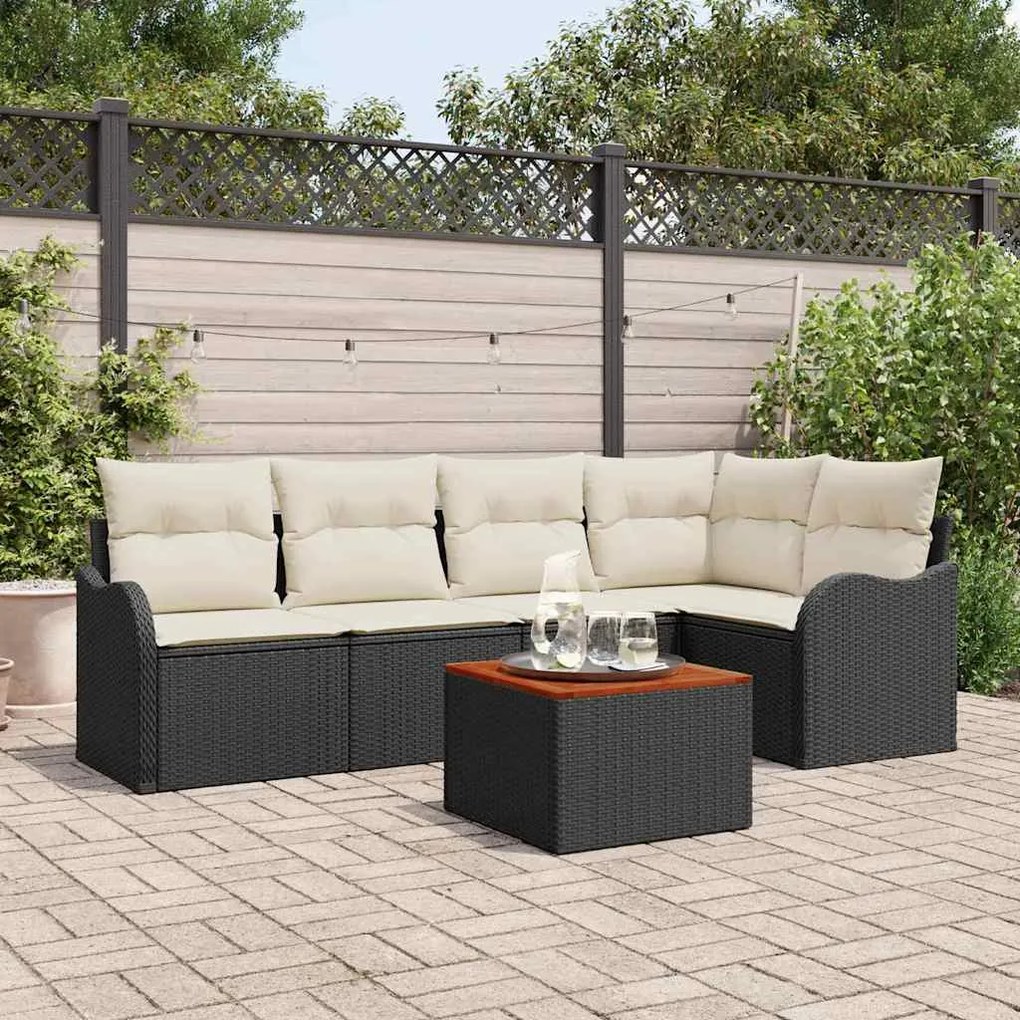 vidaXL Σετ Καναπέ Κήπου 6 pcs Μαύρος, λευκός