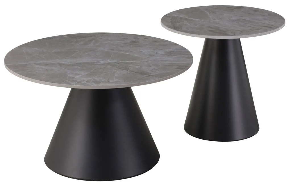 ΤΡΑΠΕΖΙΑ ΣΑΛΟΝΙΟΥ RIDGE HM18266.03 ΚΕΡΑΜΙΚΑ TOP ΜΕ ΟΨΗ ΓΚΡΙ ΜΑΡΜΑΡΟΥ Φ50εκ &amp; Φ70εκ