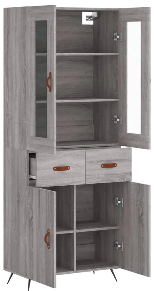 vidaXL Ντουλάπι Γκρι Sonoma 69,5 x 34 x 180 εκ. Επεξεργασμένο Ξύλο