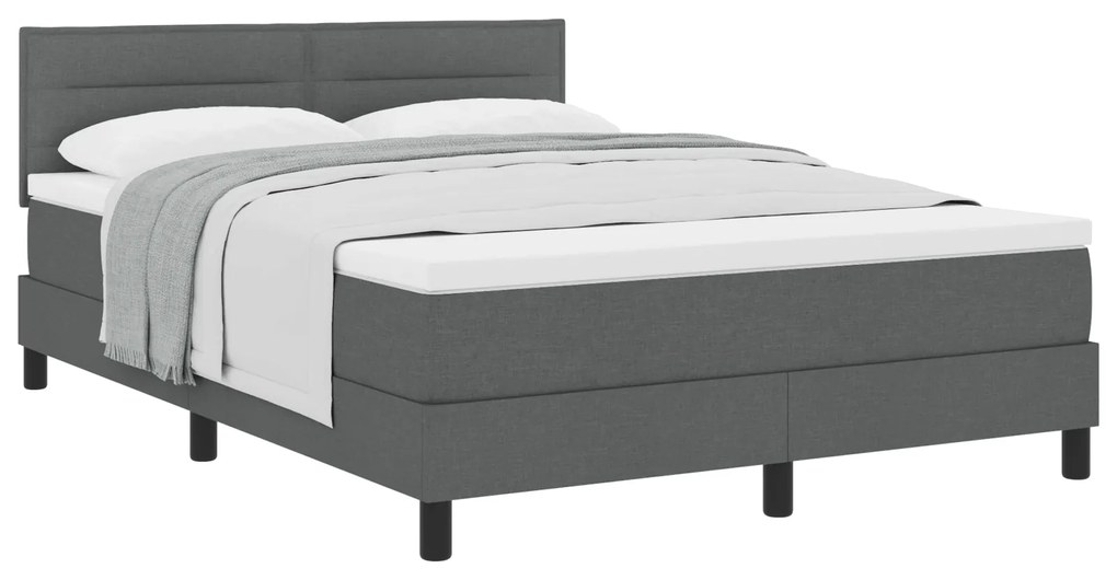 vidaXL Σκούρο Γκρι Κρεβάτι με Μοχλό και Στρώμα 140x200 εκ. Ύφασμα